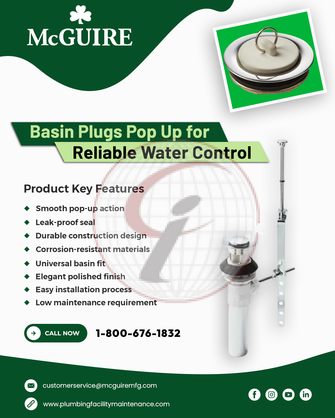 Basin Plugs Pop Up for Reliable Water Control