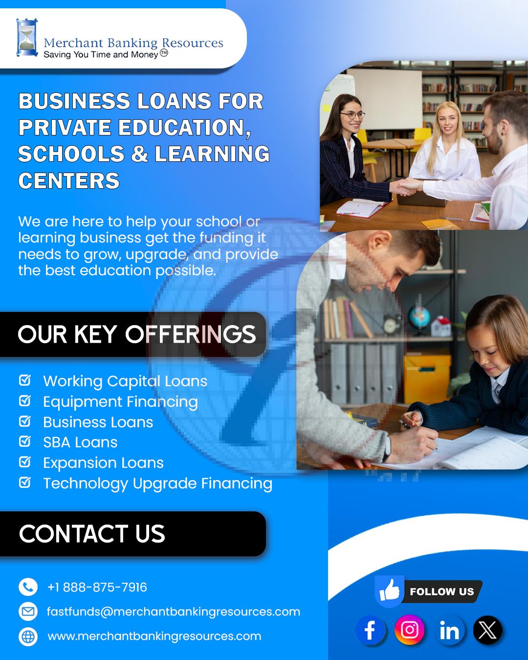 Business Loans For  Private Education, Schools & Learning Centers