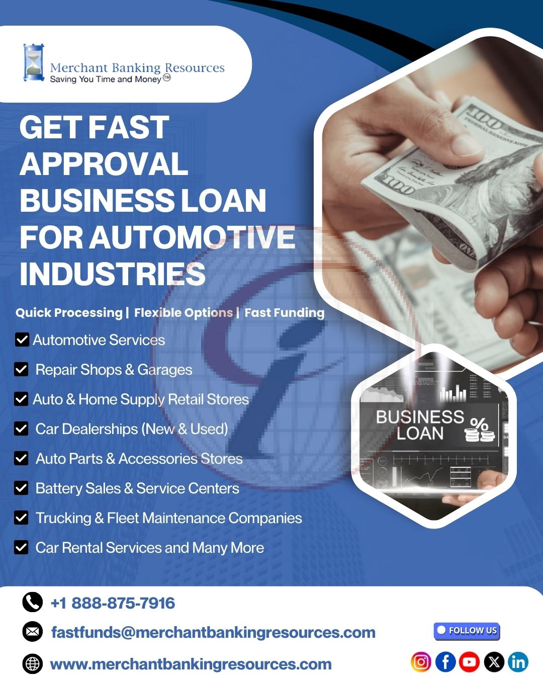 Get fast approval business loan for automotive industries