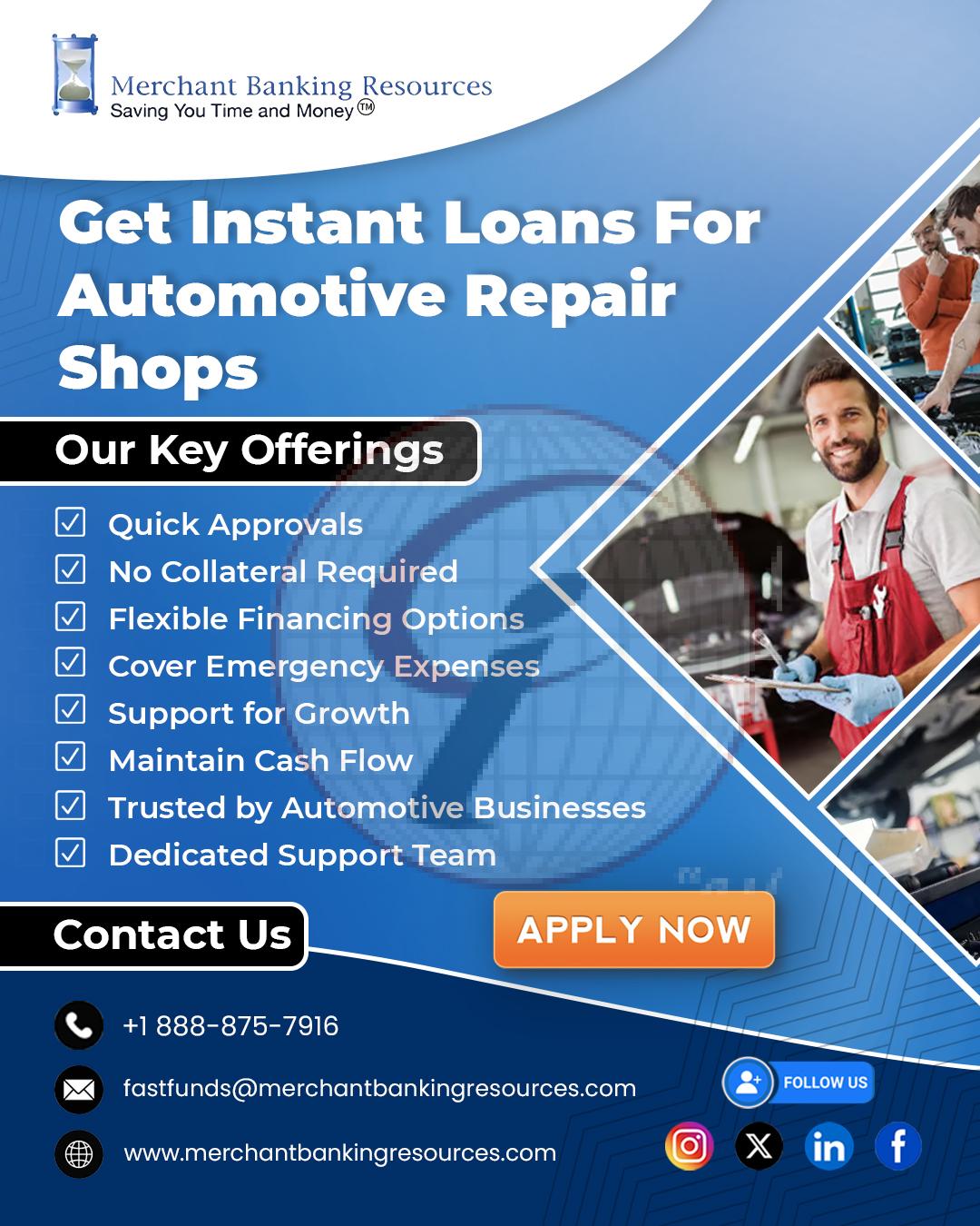Get instant loans for automotive repair shops