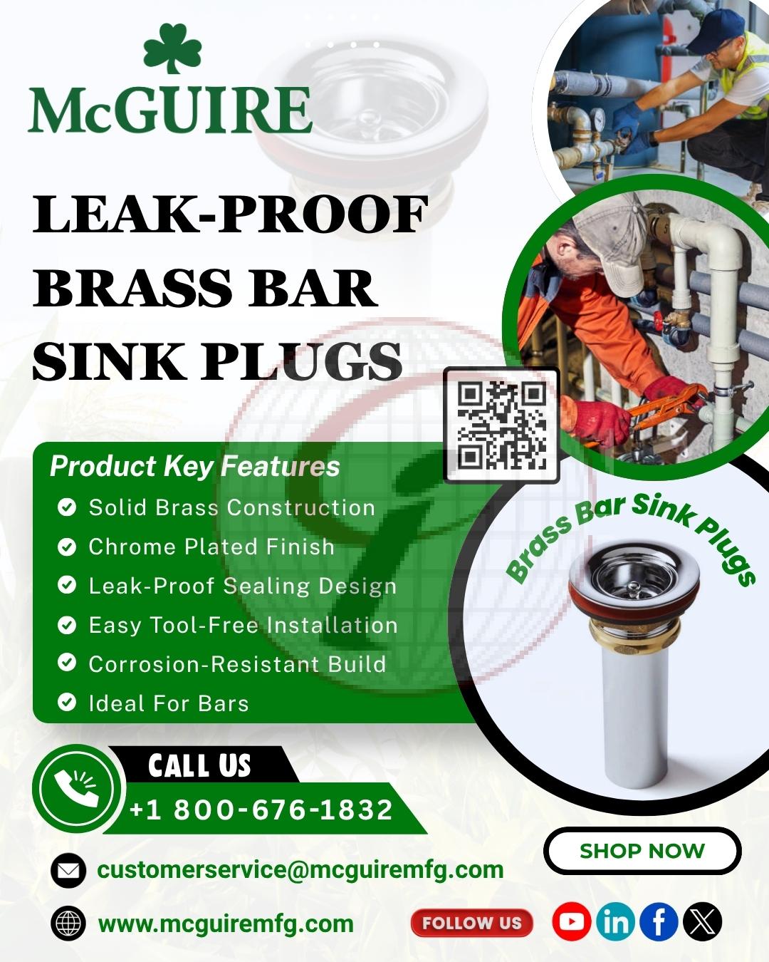 Leak-Proof Brass Bar Sink Plugs (2)