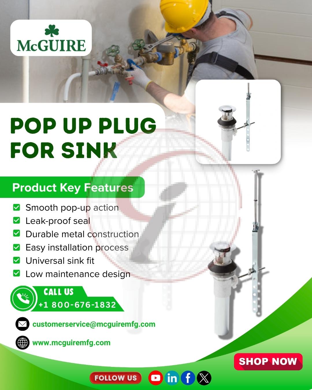 Pop Up Plug for Sink by Mc Guire