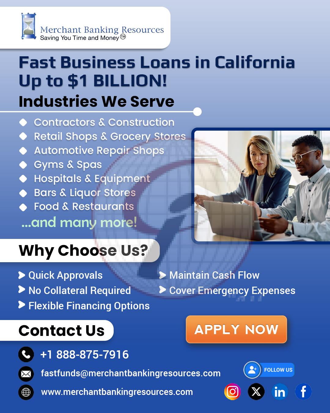 fast business loans in California up to $ 1 billion