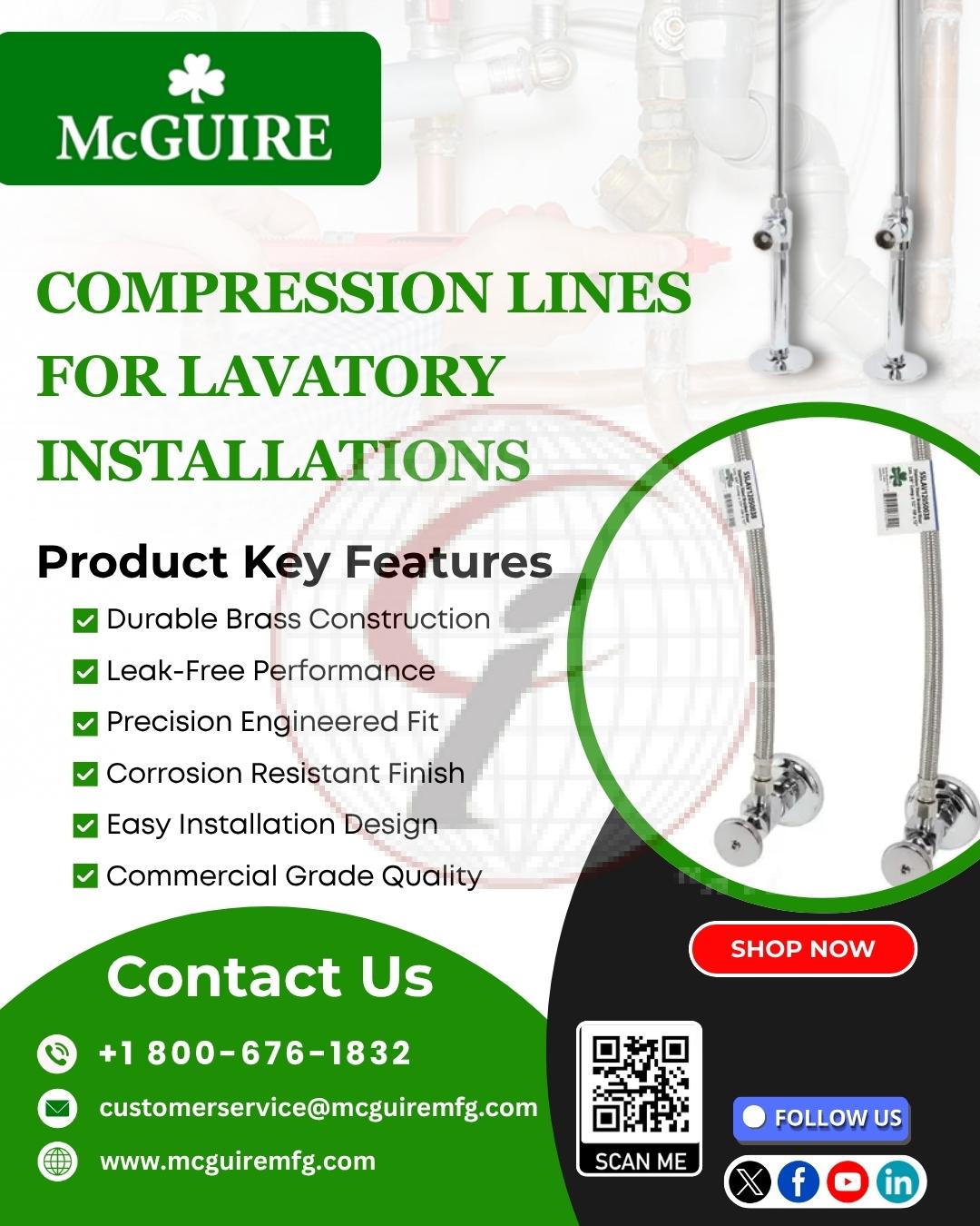 Compression Lines for Lavatory Installations
