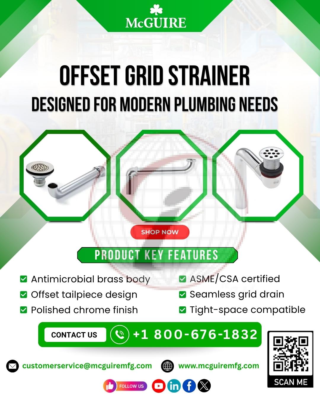 Offset Grid Strainer Designed for Modern Plumbing Needs