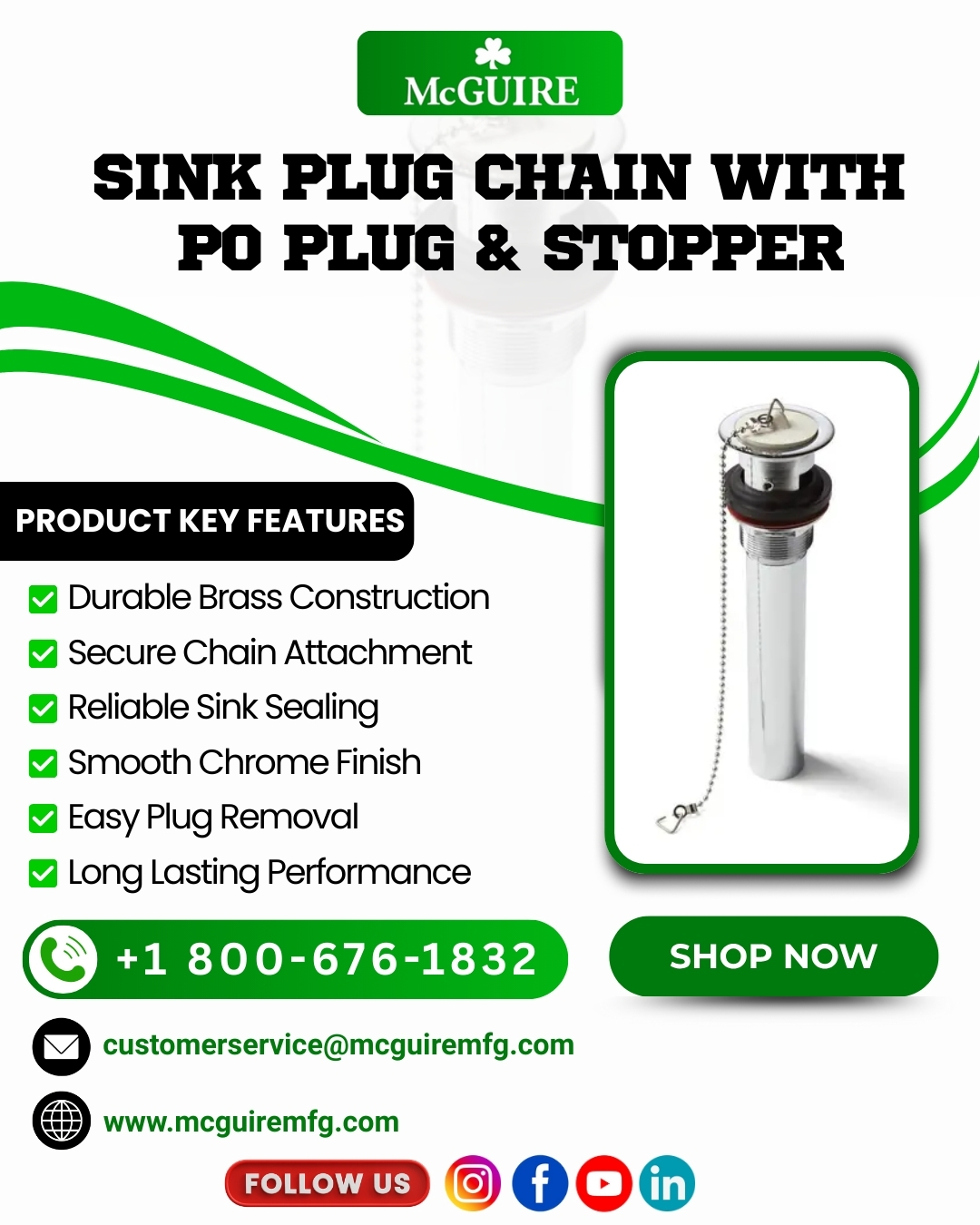 Sink Plug Chian With Po Plug & STOPPER