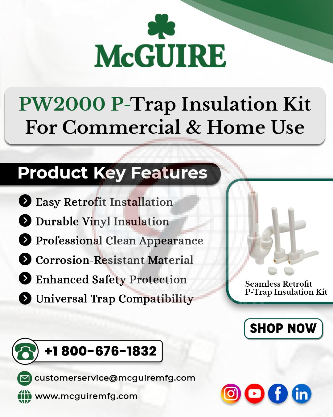 PW2000 P-Trap Insulation Kit for Commercial & Home Use
