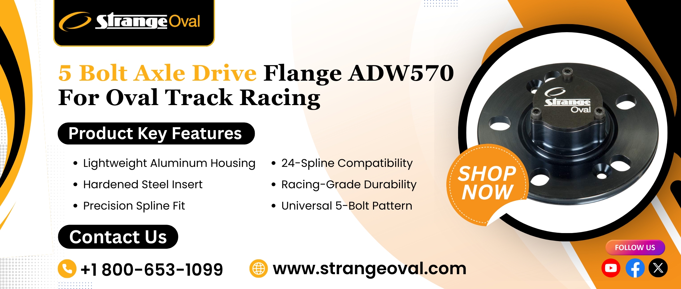 5 Bolt Axle Drive Flange ADW570 For Oval Track Racing (1)