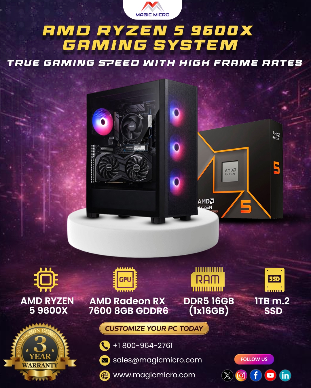AMD Ryzen5 9600x Gaming System