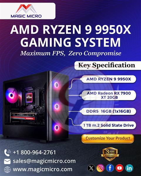 AMD Ryzen 9 9950X Gaming System