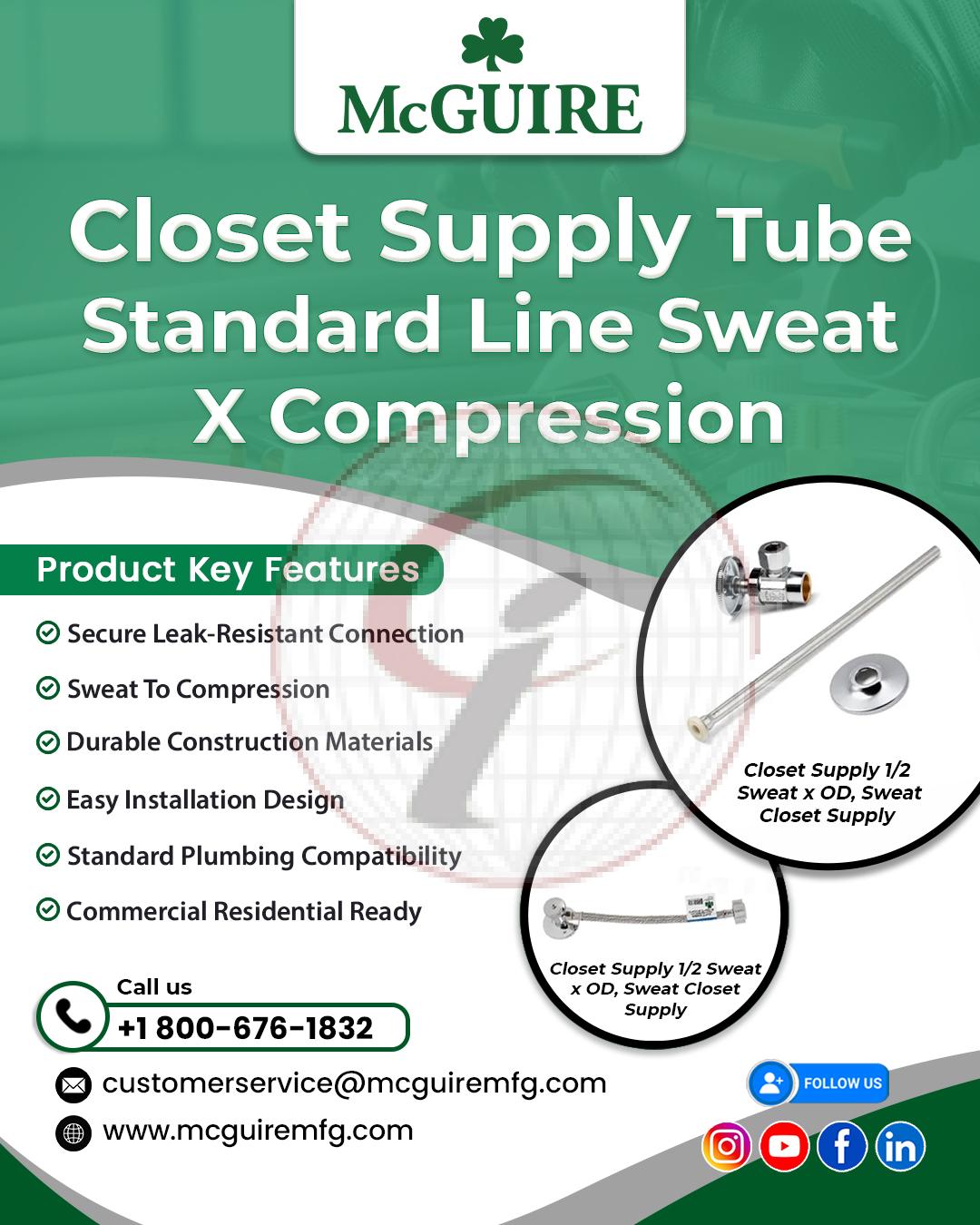 Closet Supply Tube – Standard Line Sweat X Compression Supply Kit