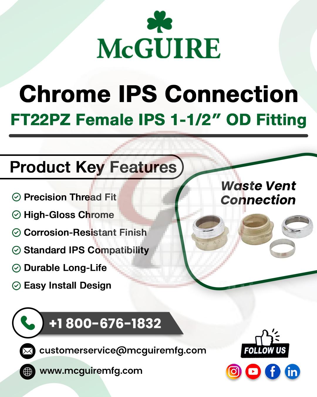 Chrome IPS Connection – FT22PZ Female IPS 1-1/2″ OD Fitting