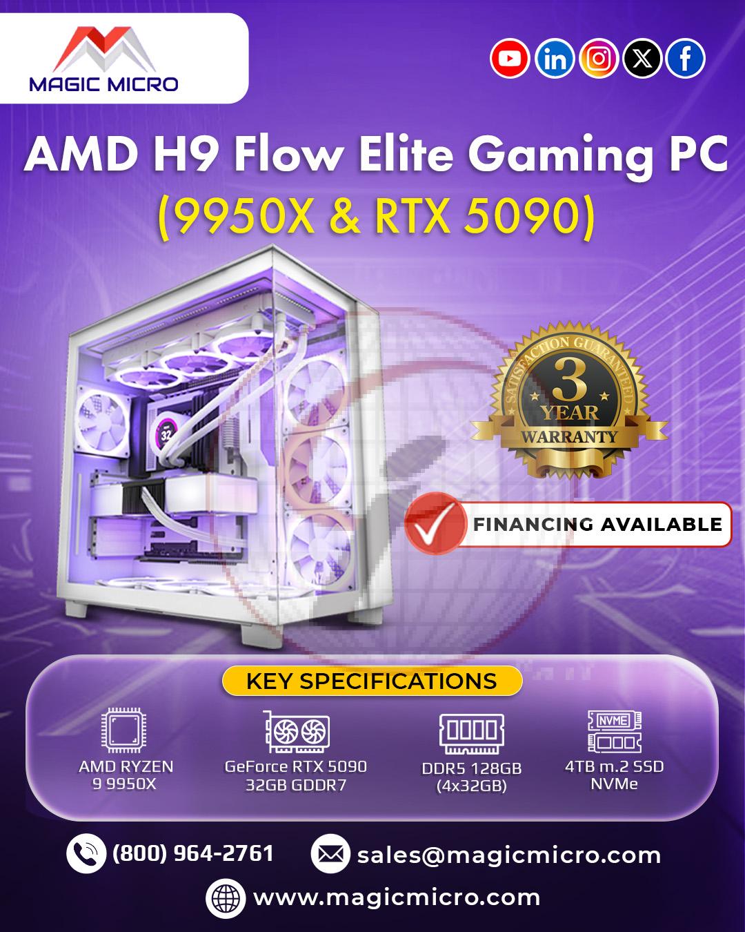 AMD H9 Flow Elite Gaming PC – (9950X & RTX 5090)