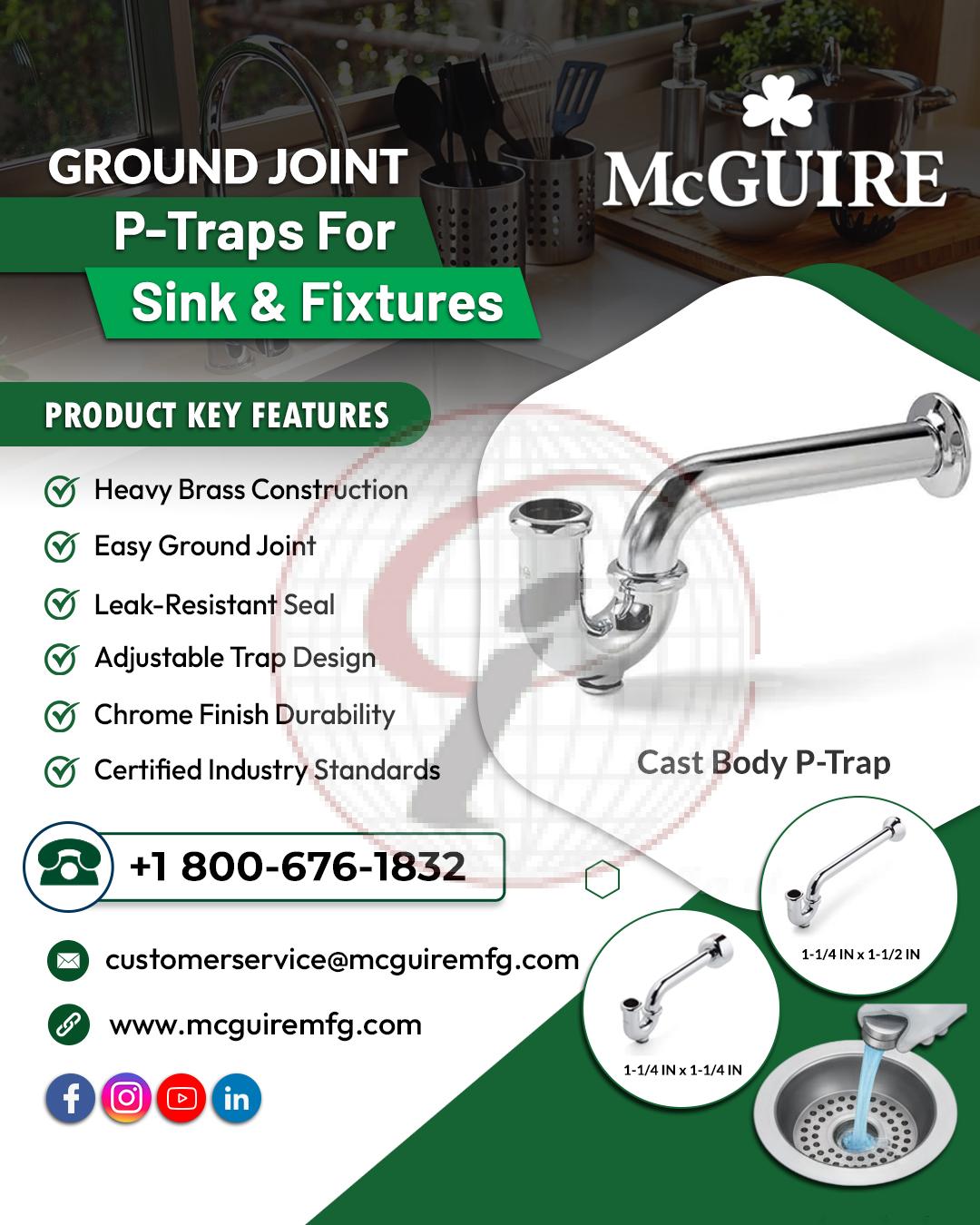 Ground Joint P-Traps for Sink & Fixtures