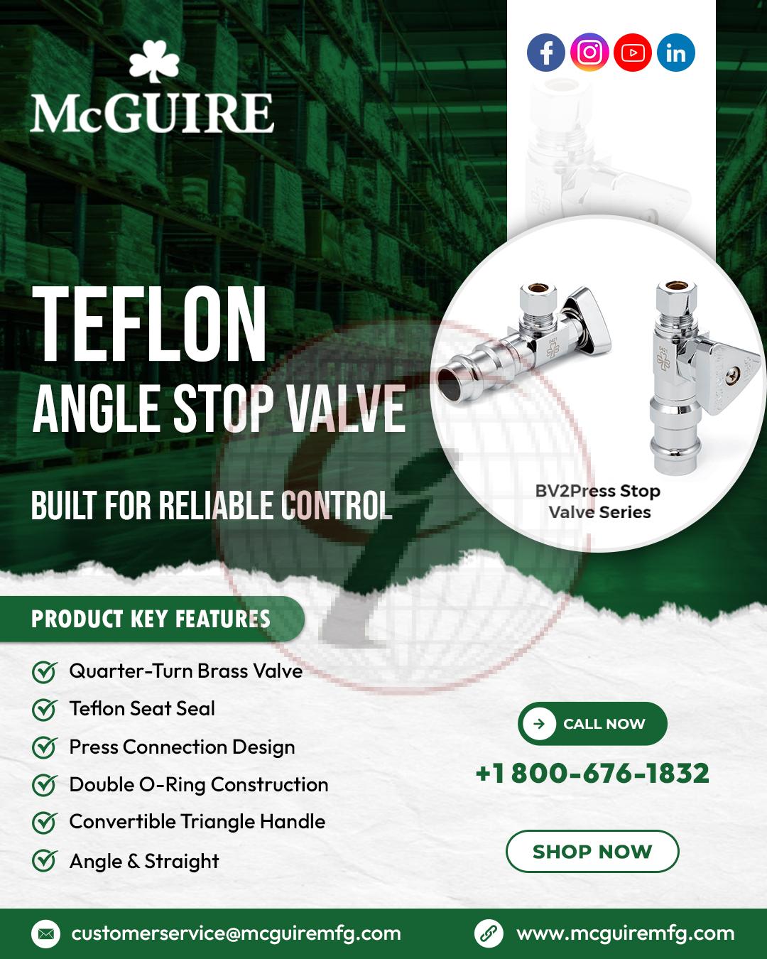 Teflon Angle Stop Valve