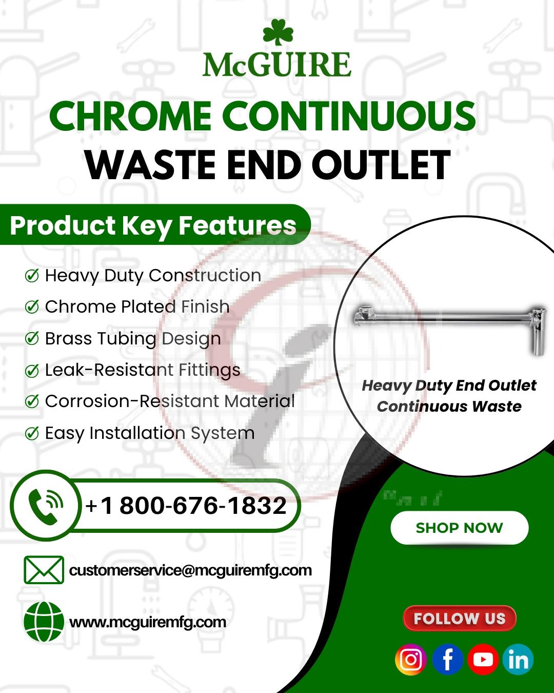 Chrome Continuous Waste End Outlet