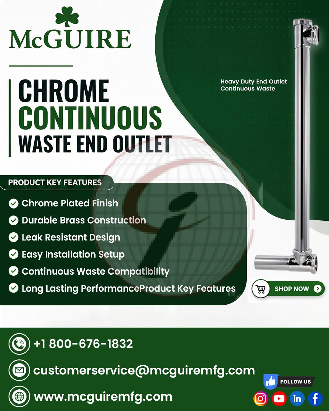 Chrome Continuous Waste End Outlet