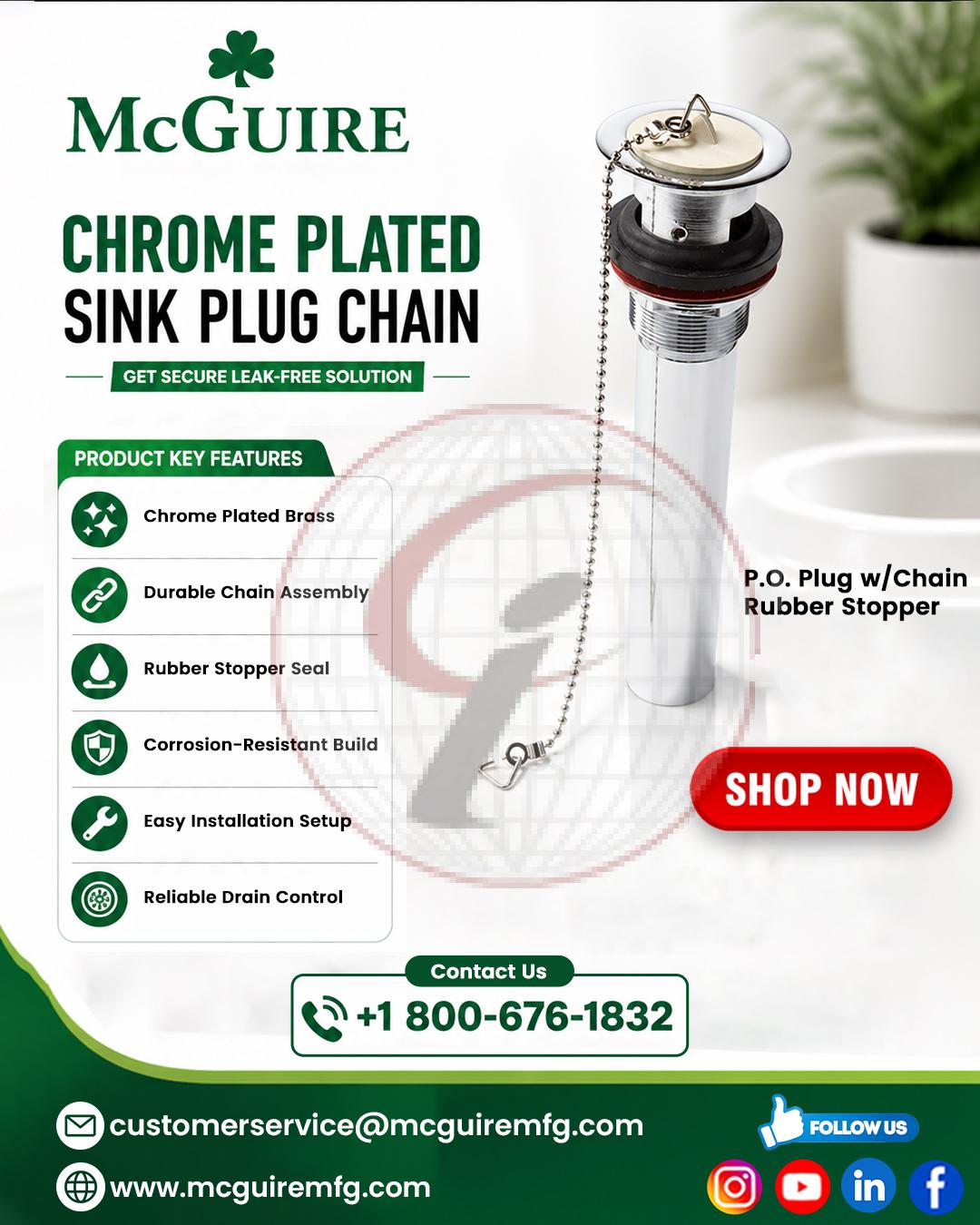 Chrome Plated Sink Plug Chain