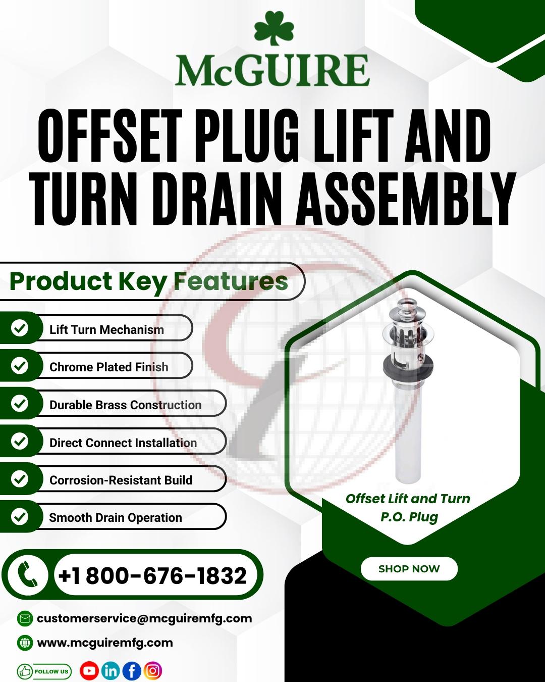 Offset Plug Lift and Turn Drain Assembly