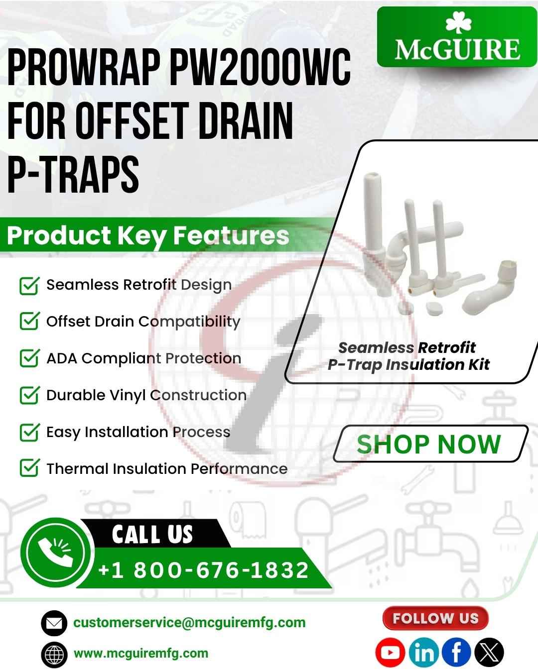 ProWrap PW2000WC For Offset Drain  P-Traps