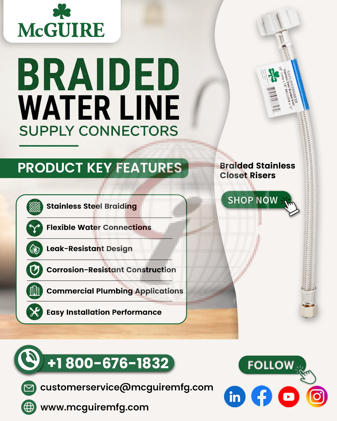 Braided Water Line Supply Connectors