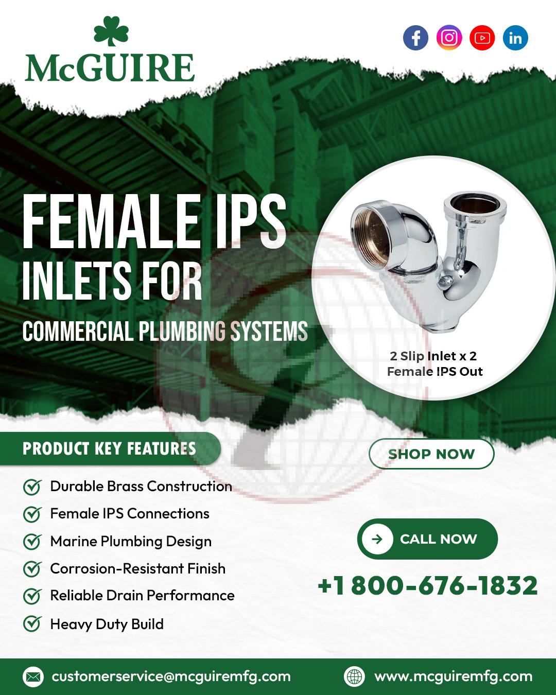 Female IPS Inlets for Commercial Plumbing Systems