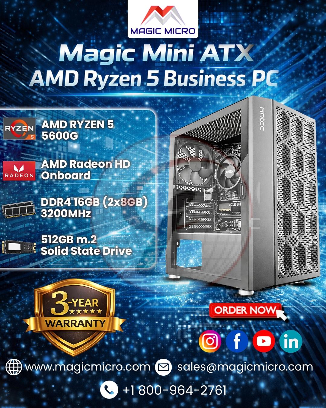 Magic Mini ATX AMD Ryzen 5 Business Pc
