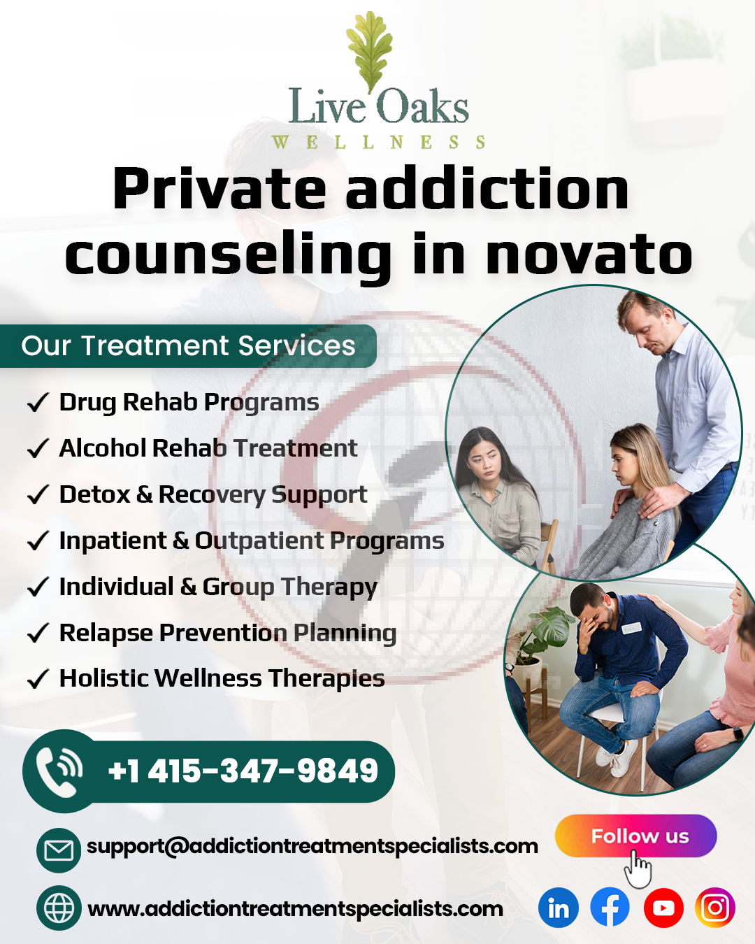 Private Addiction Counseling In Novato