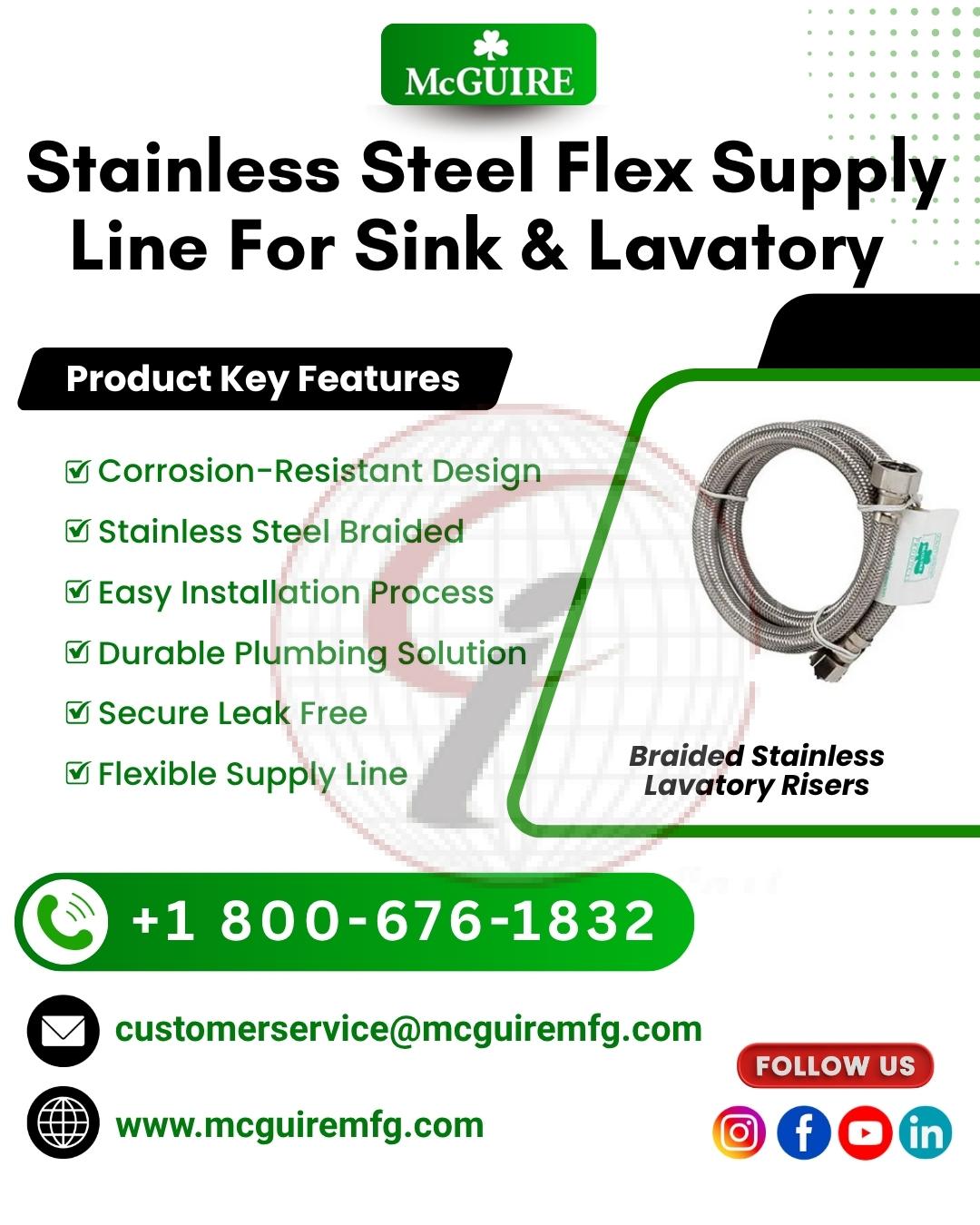 Stainless Steel Flex Sipply Line For Sink & Lavatory