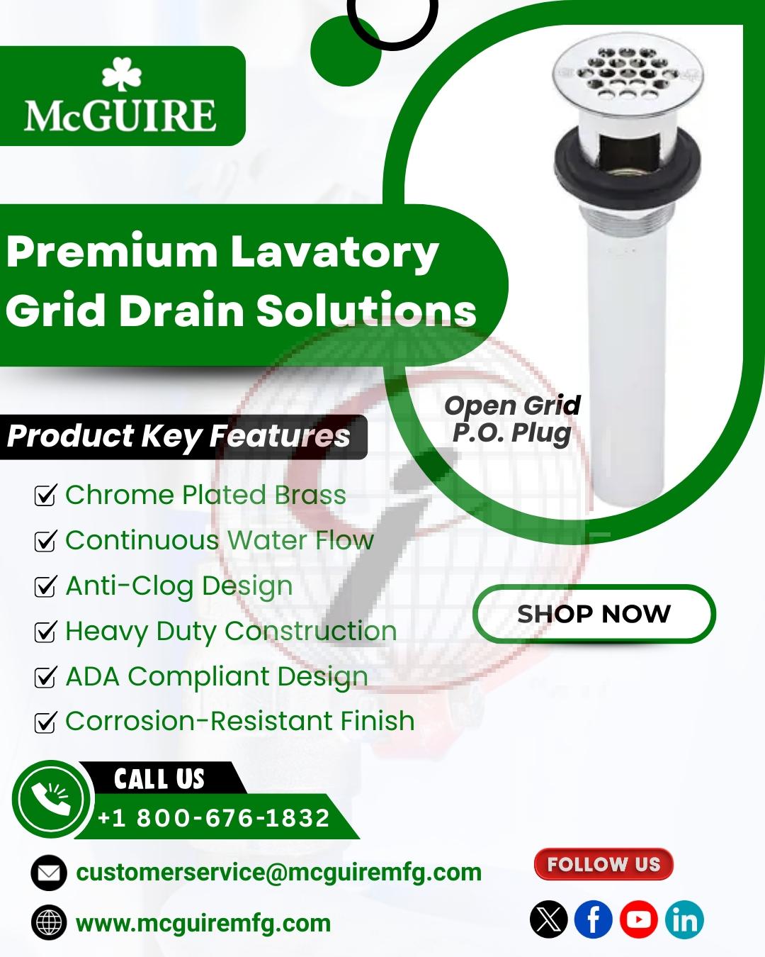 premium lavatory grid drain solution