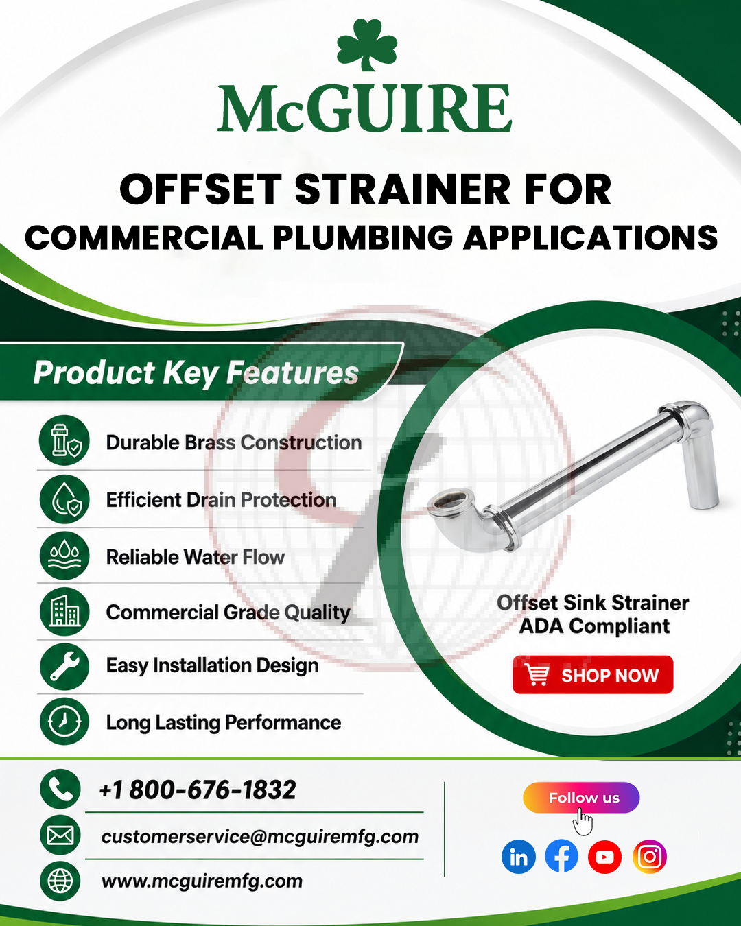Offset Strainer For Commercial Plumbing Applications
