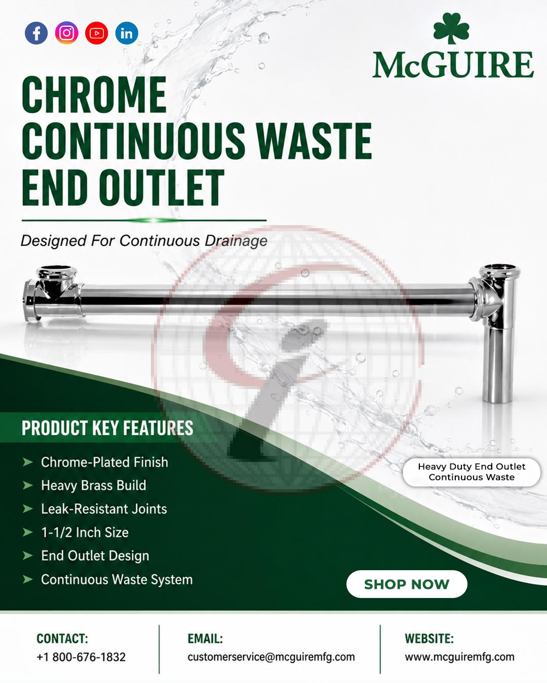 Chrome Continuous Waste End Outlet