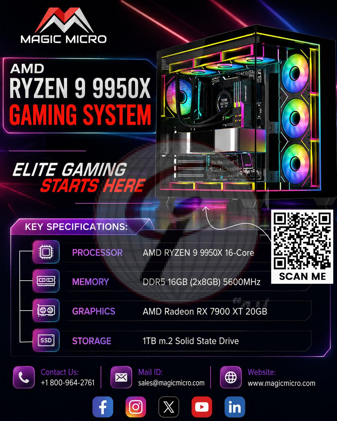 AMD Ryzen 9 9950X Gaming System