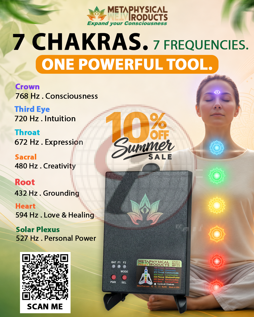 7 CHAKRAS. 7 FREQUENCIES. ONE POWERFUL TOOL