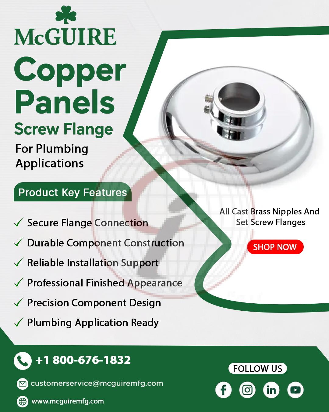 Copper Panels Screw Flange for Plumbing Applications