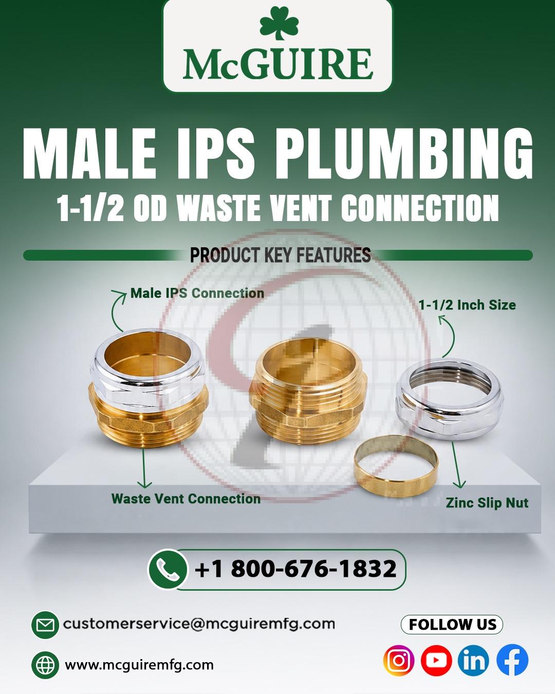 Male IPS Plumbing  OD Waste Vent Connection
